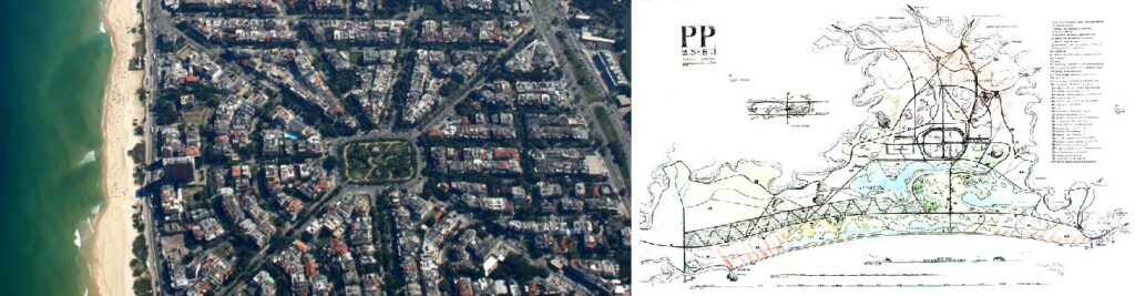 Imagem atual e plano da Barra da Tijuca